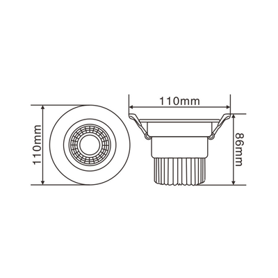 Warm White Indoor LED Downlights 7w Aluminum Lamp Body For Indoor Wall Cabinet